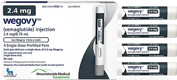 Wegovy (GLP-1)(Semaglutide) Pre-filled pens-single dose injection-2.4mg/0.75mL-4 Pens Per Box