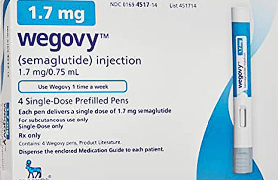 Wegovy (GLP-1)(Semaglutide) Pre-filled pens-single dose injection-1.7 mg/0.75 mL-4 Pens Per Box
