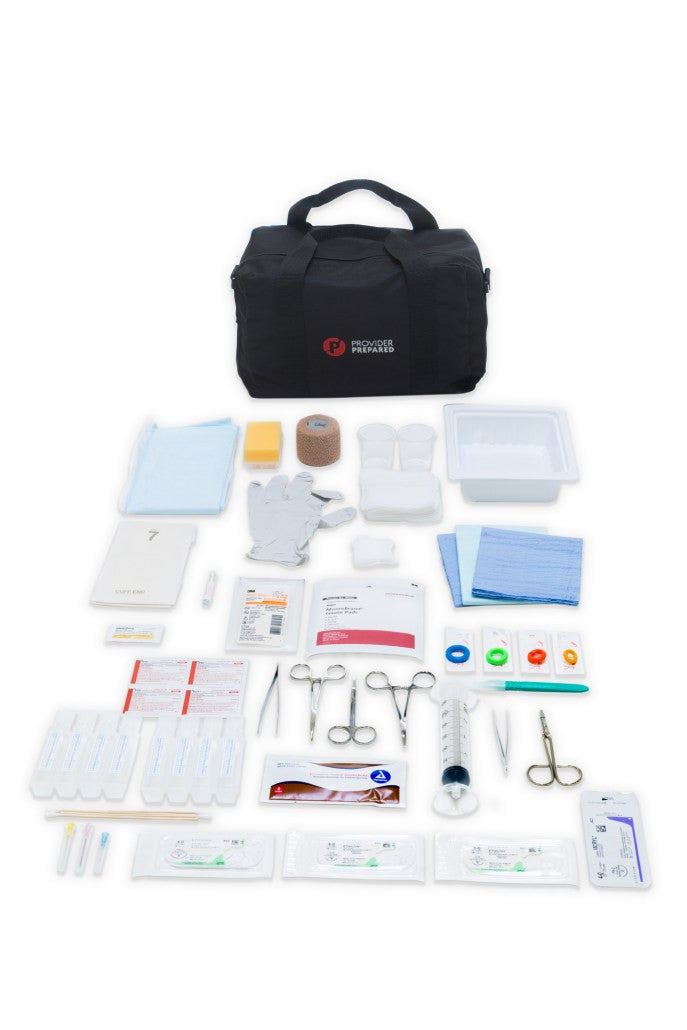 Sutures, needles, drapes, Steri-Strips, Suturing Instruments, Syringe, Splash Guard