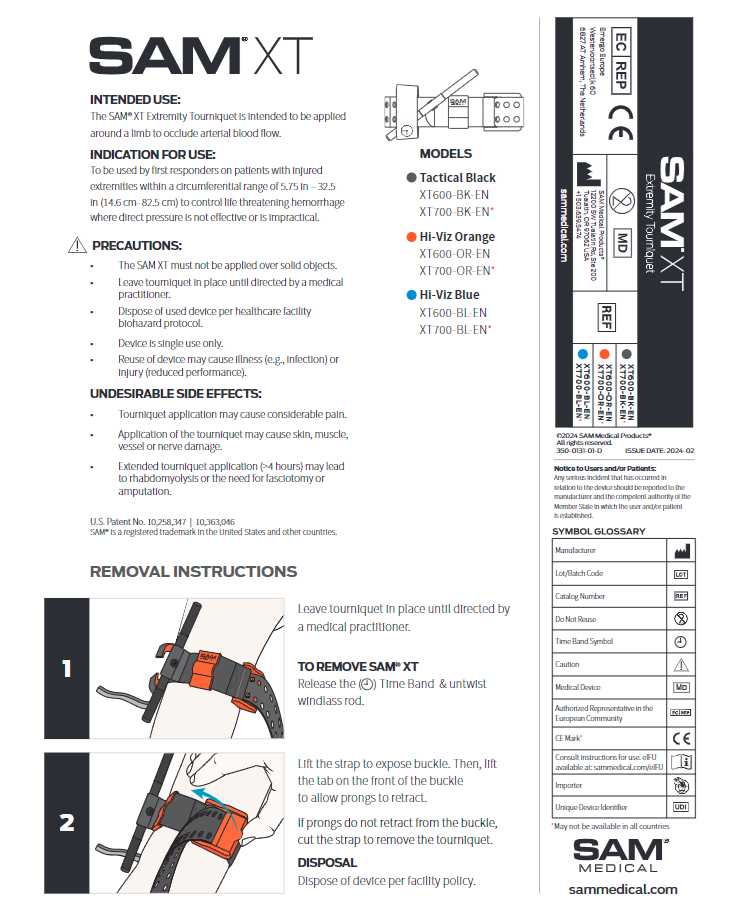 SAM XT Tourniquet XT700-BK-EN with Permanent Marker