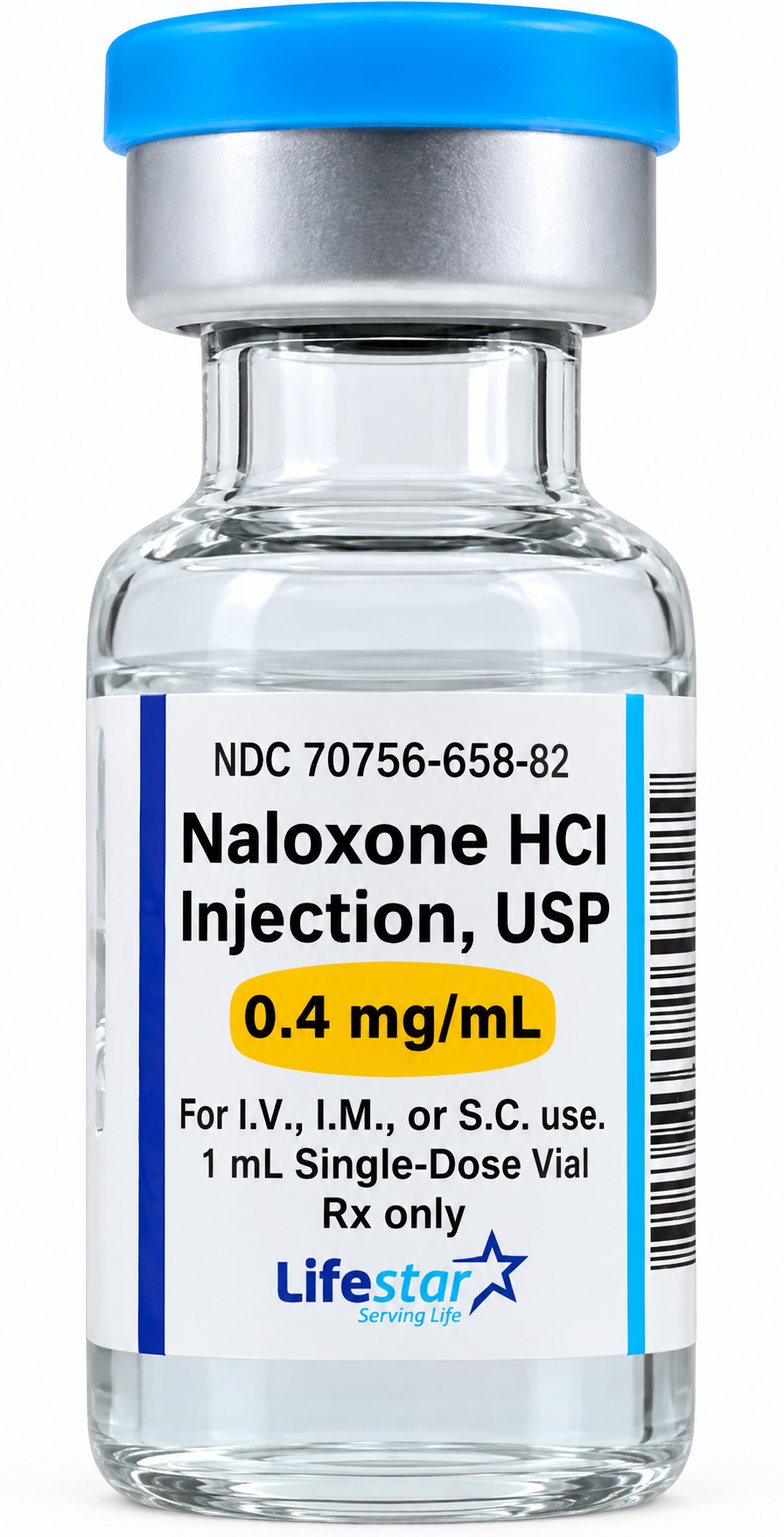 (Narcan Injection) Naloxone HCl Injection 0.4mg/mL SDV-# 1mL vial (NDC# 70756-0658-82 LOT# BT3Y009)