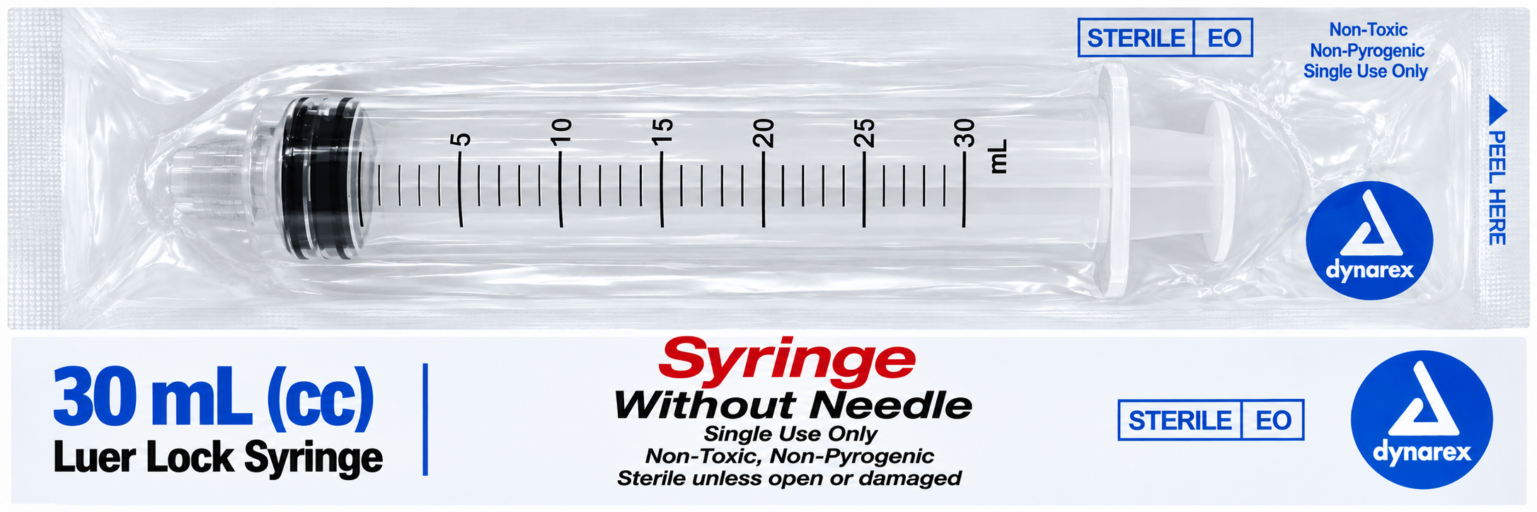 Syringe with Luer Lock-Transparent No Dead Space-30mL- #1 Syringe