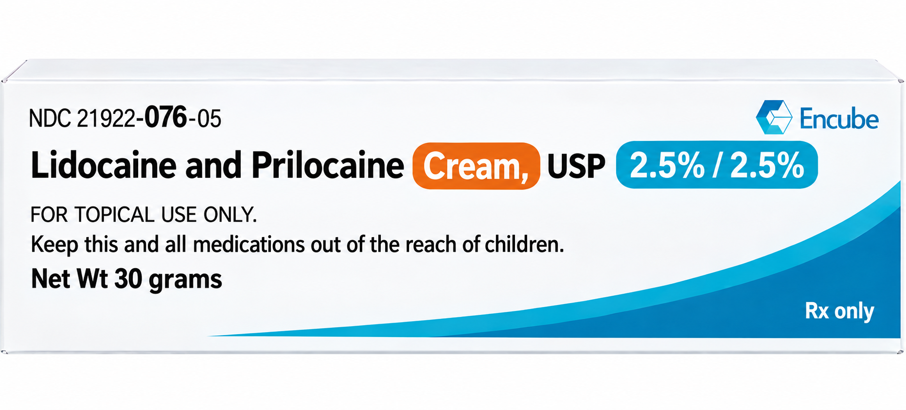 Lidocaine Prilocaine Topical Cream (EMLA Cream, similar to LET without epinephrine) 2.5%/2.5% -#30 gram tube (NDC#:21922-0076-05 LOT#5MO02)