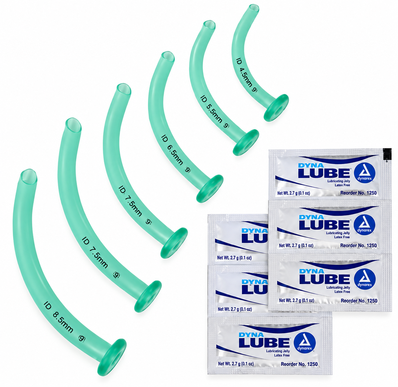 Nasopharyngeal Airway Kit-6 sizes (22FR,24FR,26FR,28FR,30FR,32FR) with 6 packets of lube