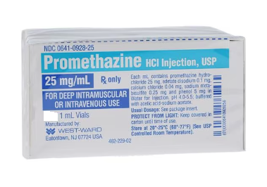 Promethazine HCl Injection 25 mg/mL SDV 1mL/Ea