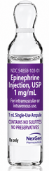 (Epi) Epinephrine Injection 1mg/mL 1:1000 Ampule-1ml Ampule (NDC: 54288-103-01 LOT: 260356A)