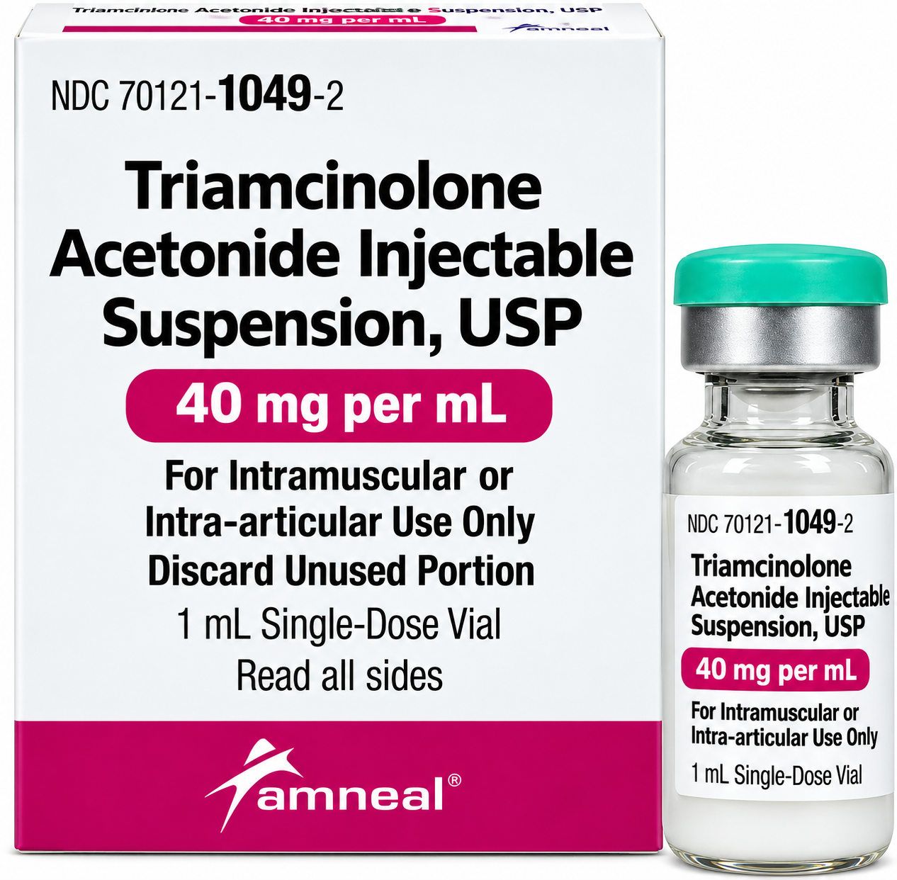 (Kenalog)Triamcinolone Acetonide Injection 40mg/mL SDV-1mL Vial (NDC#70121-1049-2 LOT#AP250429)