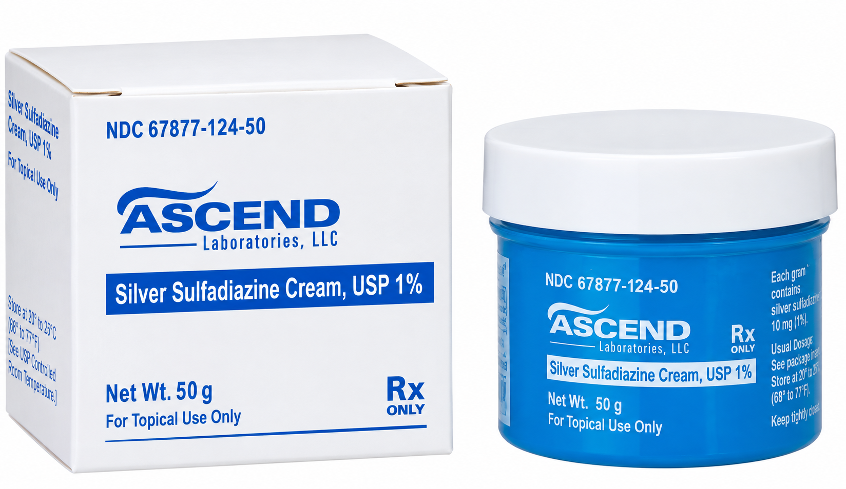 (Silvadene) Silver Sulfadiazine 1% Topical Cream-50 gram jar (NDC#67877012450 LOT#N1985))