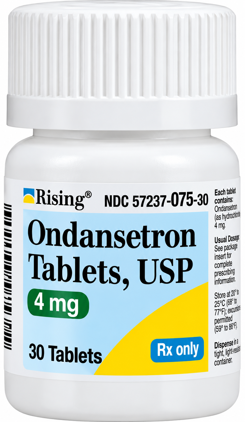 (Zofran NON-ODT) Ondansetron 4mg tablets-#30 (NDC# 57237-075-30 LOT# ONA25022A)