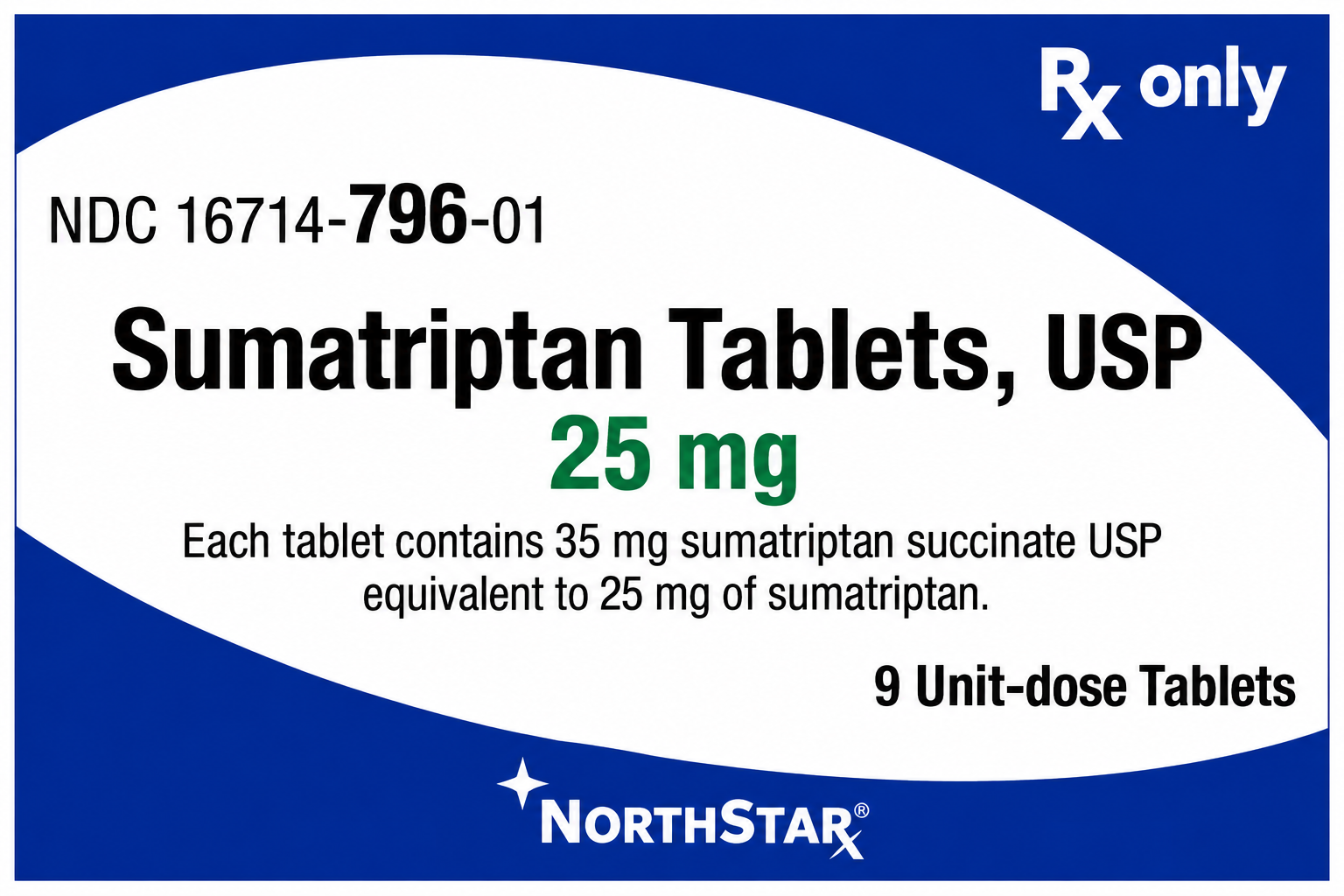 (Imitrex) Sumatriptan Succinate Tablets 25mg-#9/box (NDC#65862-146-36 LOT#IPA25014A)