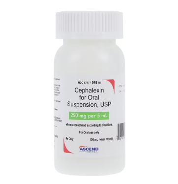 Cephalexin Oral Suspension 250mg/5mL Strawberry Bottle 100mL/Bt