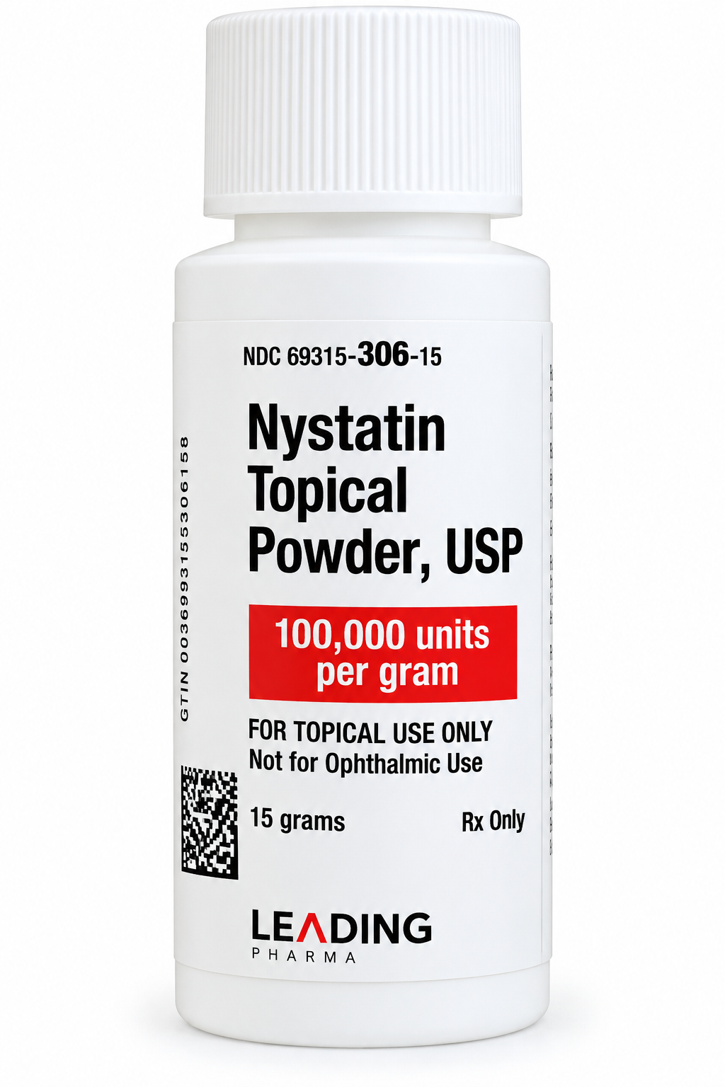 (Nystop) Nystatin Topical Powder 100,000U/gm - 15 gram bottle (NDC#68382-370-01 LOT#ZB00083A)