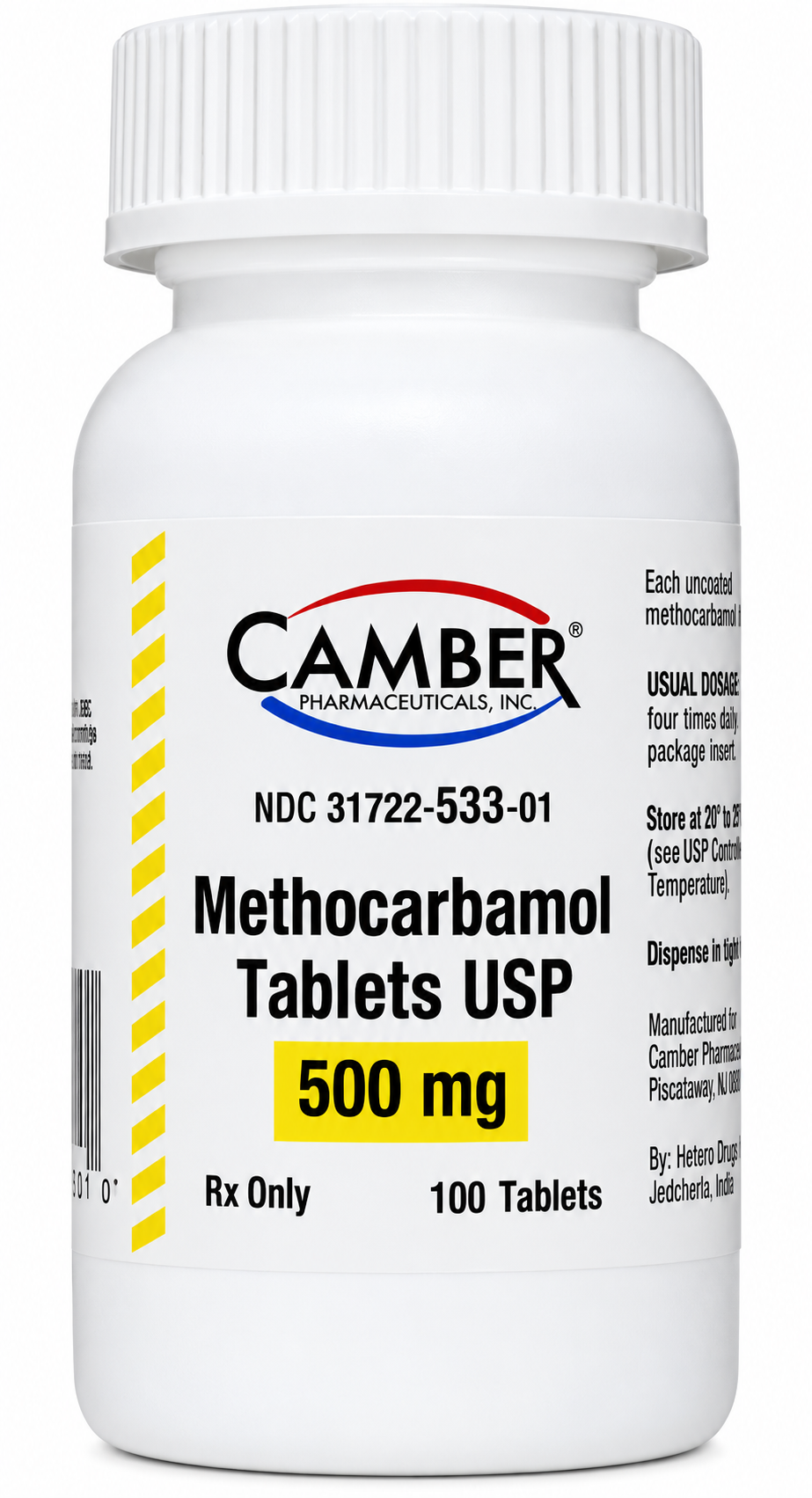 (Robaxin) Methocarbamol 500mg-#100 tablets (NDC#31722-533-01 LOT#E262355)