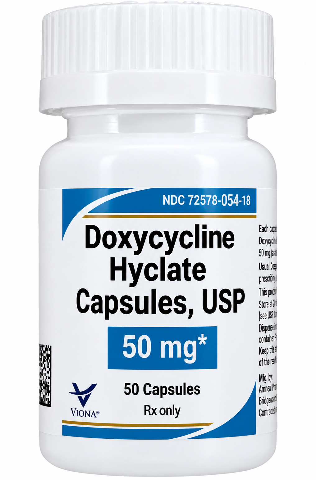 (Vibramycin) Doxycycline Hyclate 50mg Capsules-#50 capsules (NDC 72578-0054-18 LOT EA03549A)