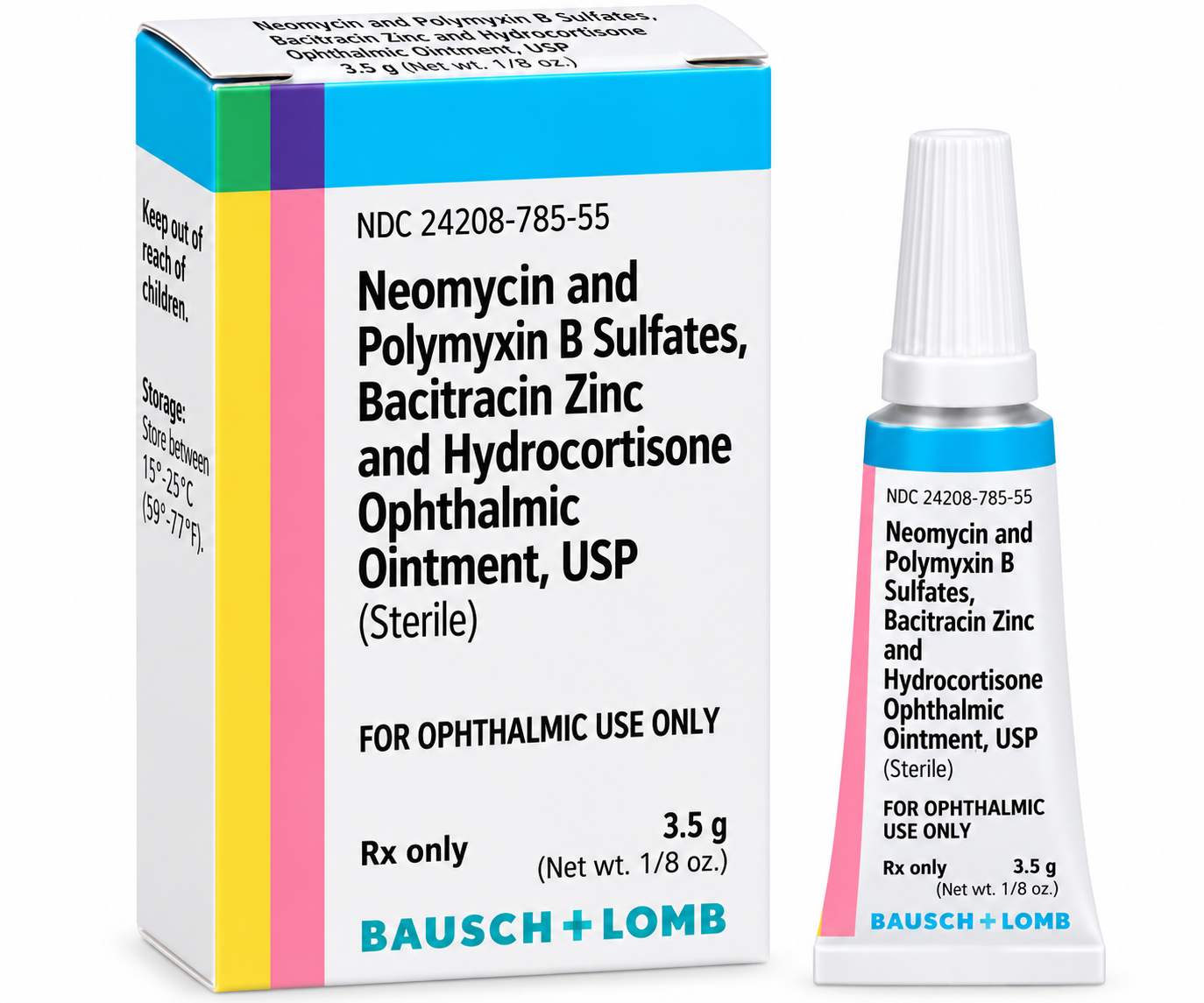 (Cortisporin)Neomycin/Polymyxin B/Bacitracin Zinc/Hydrocortisone Ophthalmic  Ointment-3.5 grams(NDC# 24208-785-55  LOT#501101)