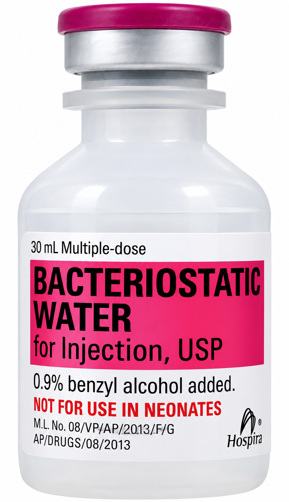 Bacteriostatic Water for Injection (0.9% benzyl alcohol added) MDV -#30mL vial (NDC# 00404997030)