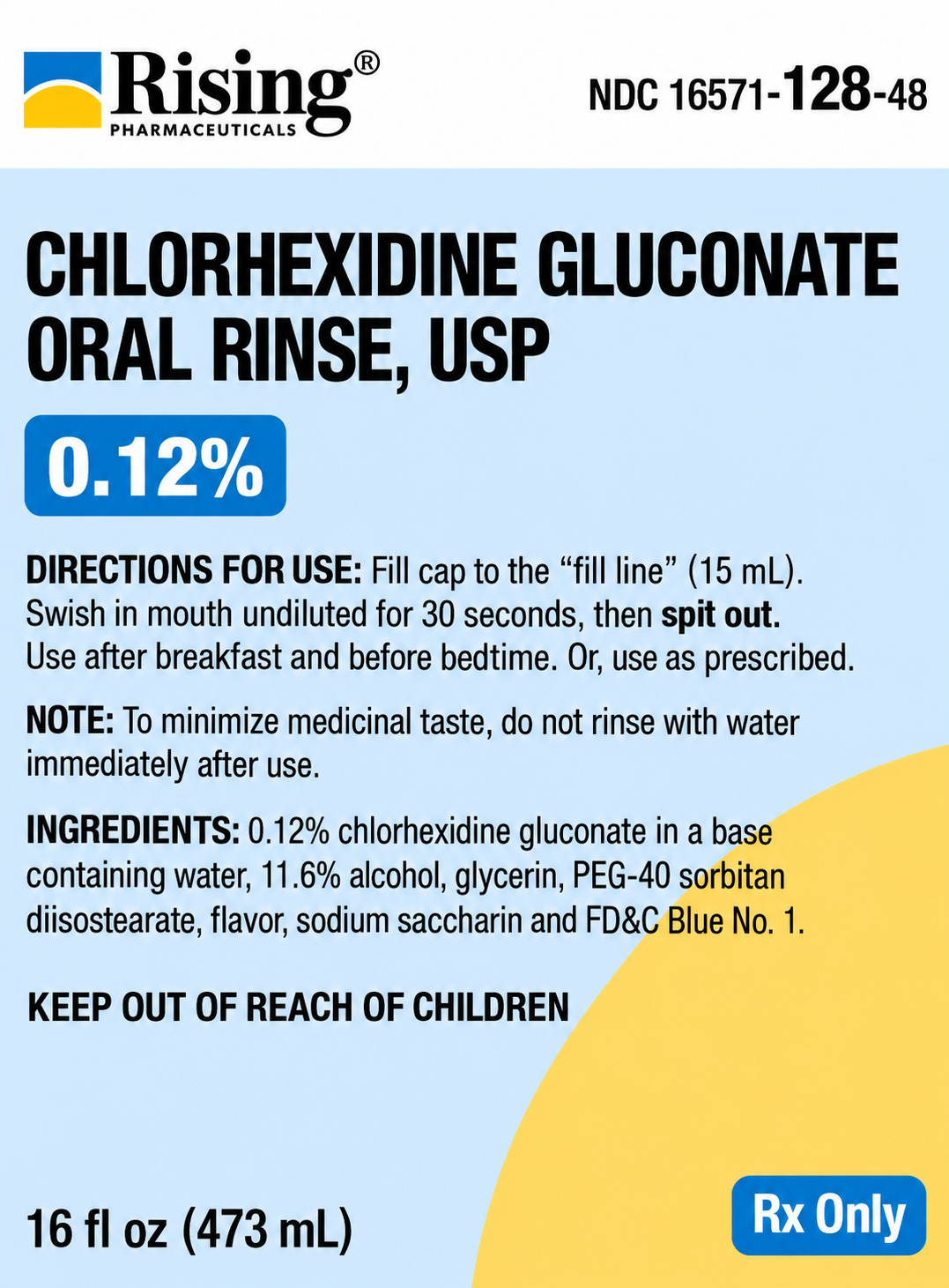 (Peridex) Chlorhexidine Gluconate 0.12% Oral Rinse-#473 mL (16oz)(1 pint) (NDC: 16571-128-48 LOT: 605469091)