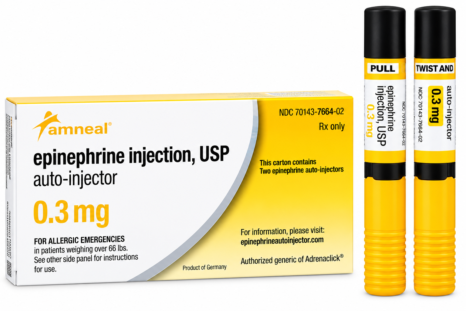 (EpiPen Generic) Epinephrine Injection 0.3mg Auto-Injector 2/Package (NDC#0115-1694-49 LOT#G260507X)