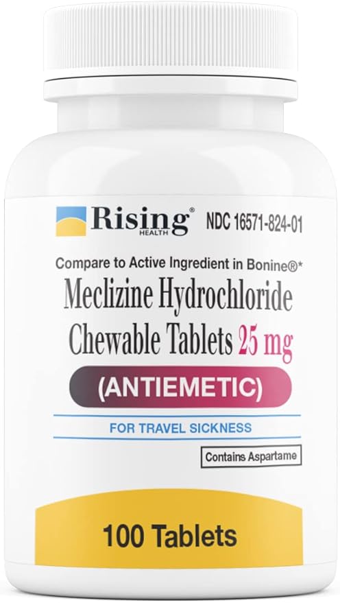 Meclizine (Antivert) Hydrochloride Chewable Tablet 25mg Bottle 100/Bt