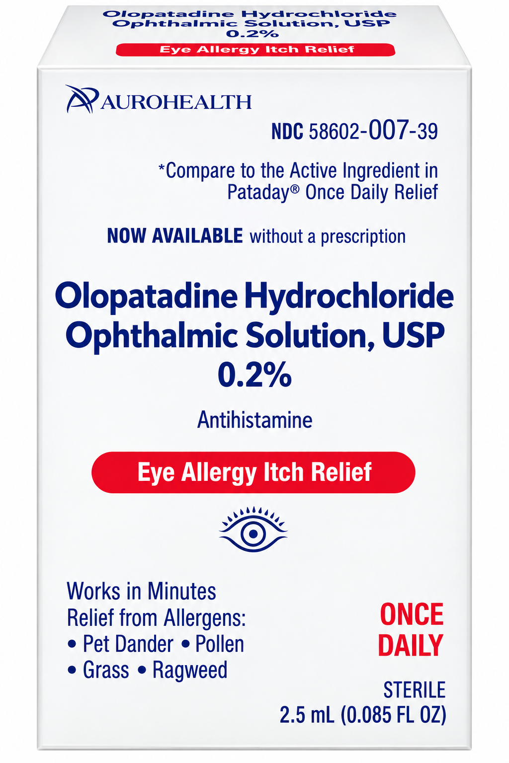(Pataday) Olopatadine HCl Ophthalmic Solution 0.2% - 2.5mL bottle (NDC#16571-861-25 LOT#OMKU0002)