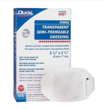 Tegaderm Equivalent Film Gauze Dressing 2-3/8x2-3/4" Sterile Adhesive Transparent LF