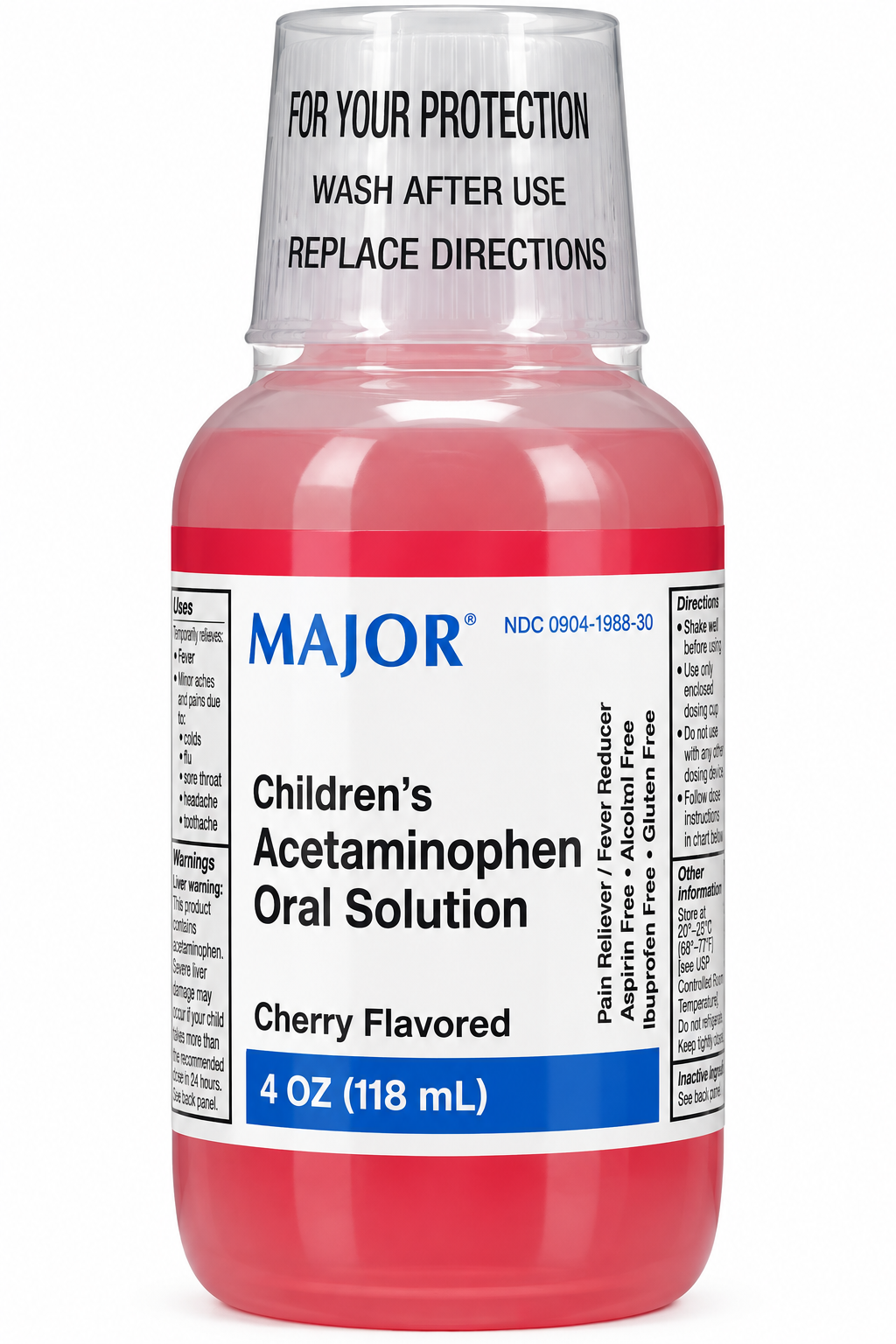 (Tylenol)Acetaminophen Children’s Solution 160mg/5mL- Cherry Flavor-4oz/Bottle