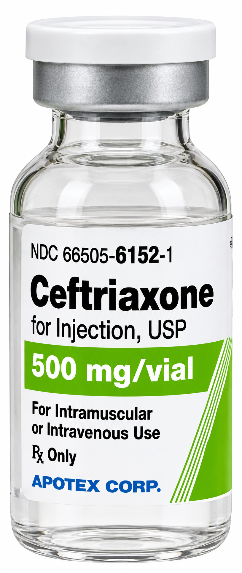 (Rocephin) Ceftriaxone Sodium 500mg/ per vial -Powder Injection-Single Use Vial (NDC#60505-6152-1 LOT#6001KFJHK1) + Sodium Chloride 0.9% Injection -Preservative Free -#10mL Single dose vial  (NDC#00409-488-02))