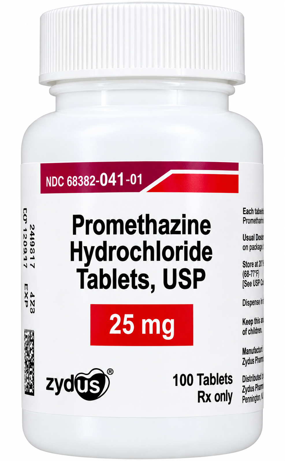 (Phenergan) Promethazine  HCl 25mg-#100 tablets (NDC#68382-041-01 LOT#ZA02918A)