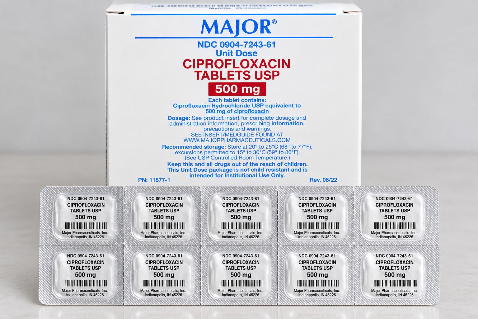 (Cipro) Ciprofloxacin 500mg Tablets-Blister Pack-#10 tablets (NDC#0904-7243-61 LOT#N02529))