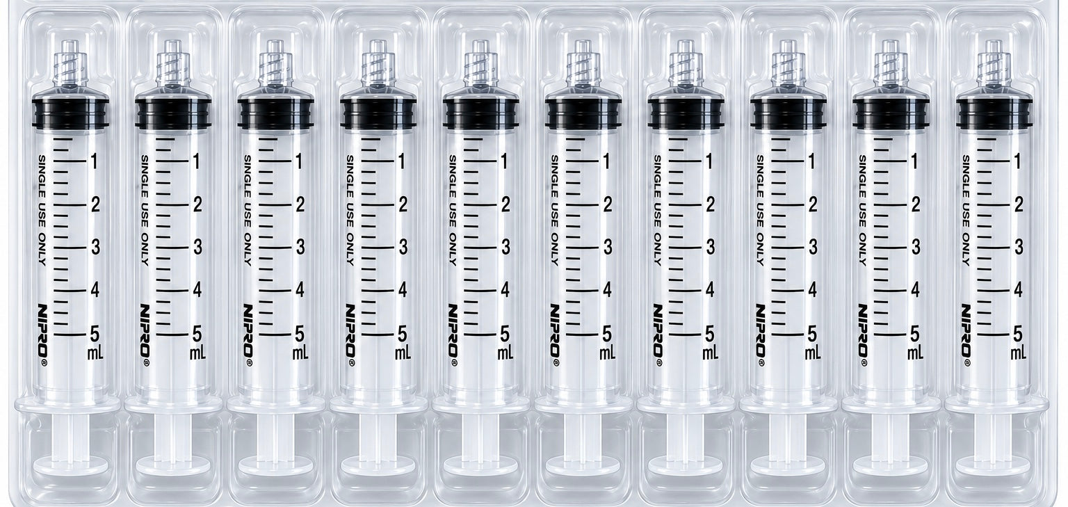5cc Syringe (WITH OUT NEEDLE)-Sterile, Not Made W/Natural Rubber, Latex -#10 Pack (UNSPSC# 42142616)