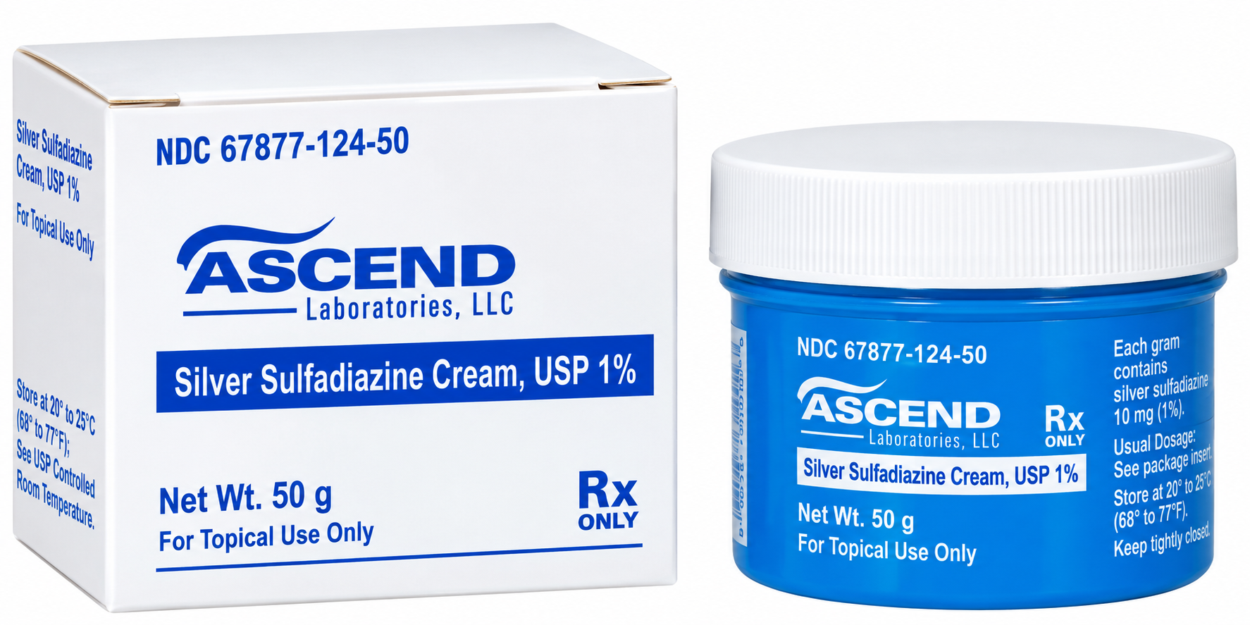 (Silvadene) Silver Sulfadiazine 1% Topical Cream-50 gram jar (NDC#67877012450 LOT#N1985))