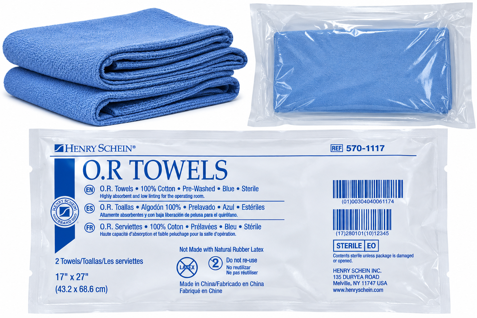 Disposable O.R. Towel -Blue-Sterile-#2 pack