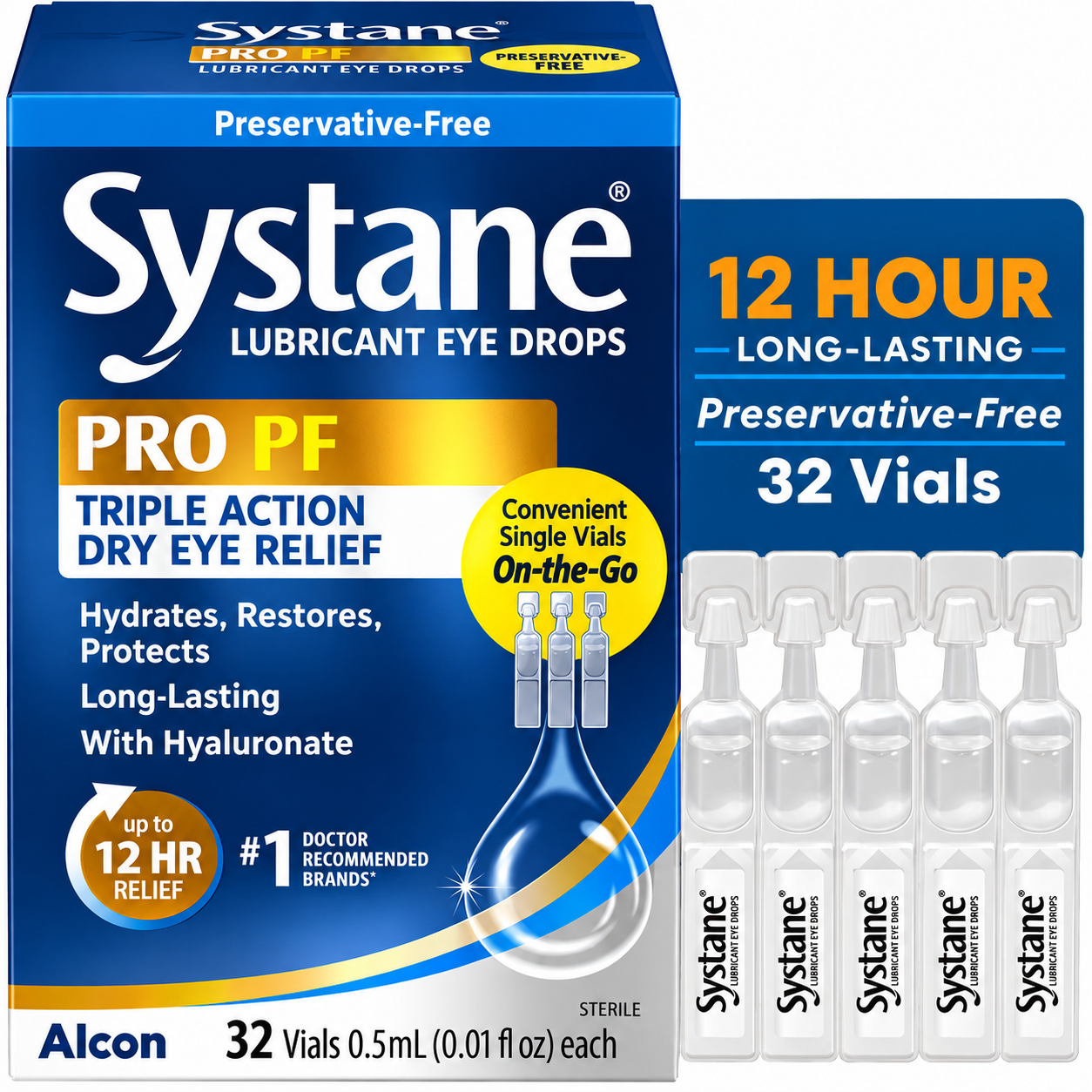 Systane PRO Preservative Free Eye Drops- 12 Hour Dry Eye Relief-#32 Vials