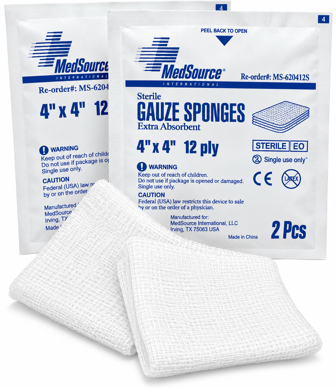 Gauze-Cotton Sponge- 4x4- 12 Ply-Sterile--#1 packet with 2 sheets