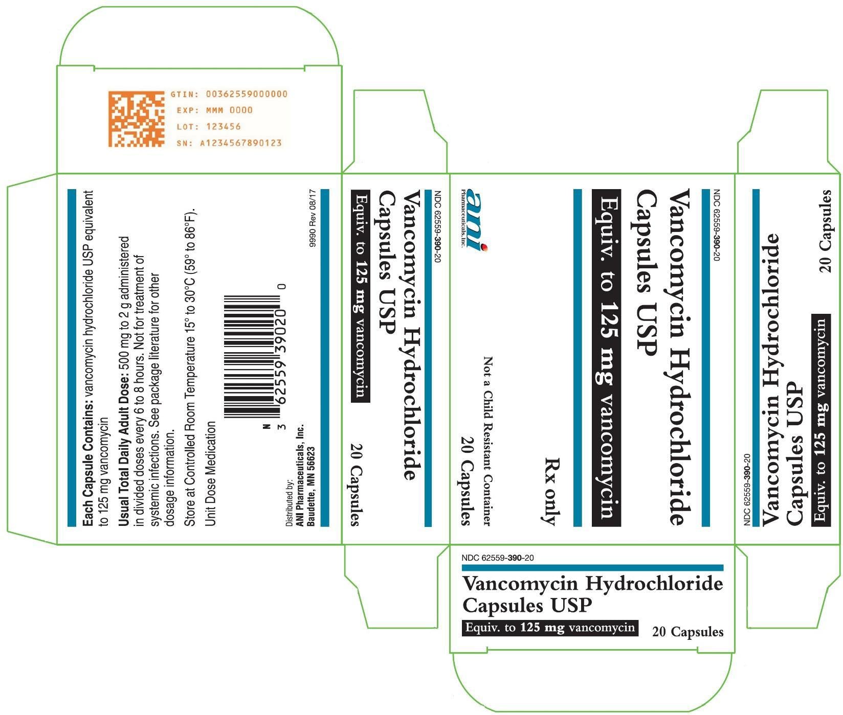 Vancomycin HCl (Vancocin) Capsules 125mg Blister Pack 20/Cr