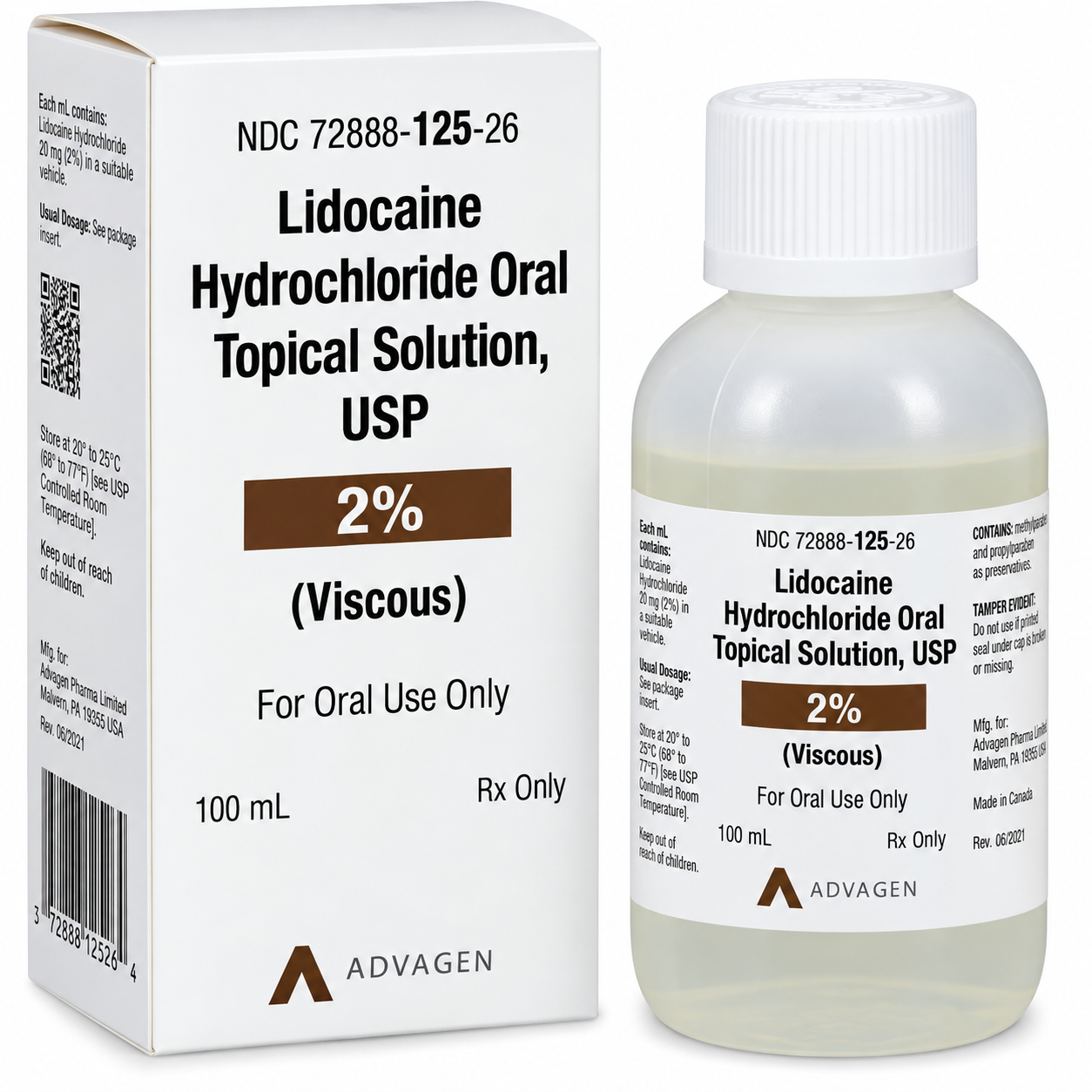 Lidocaine Viscous Oral Solution 2% - 100mL bottle (NDC: 72888-125-26  L0T: B6051LA1)