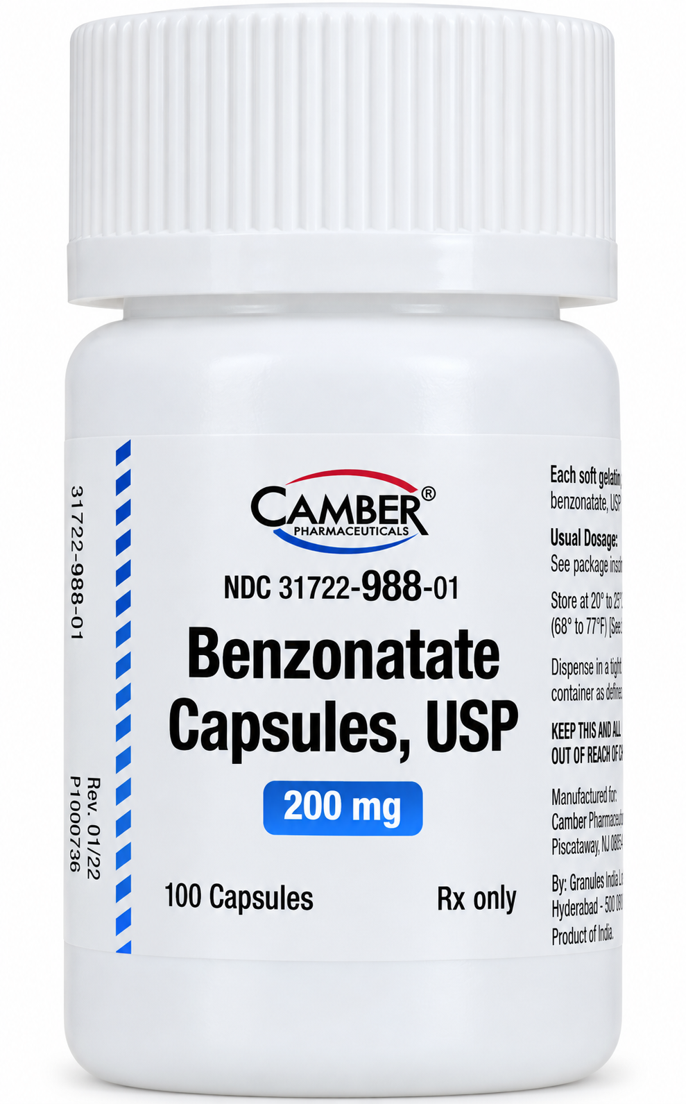 (Tessalon Pearls) Benzonatate 200mg Capsules-#100 (NDC#31722-958-01 LOT#25030496)