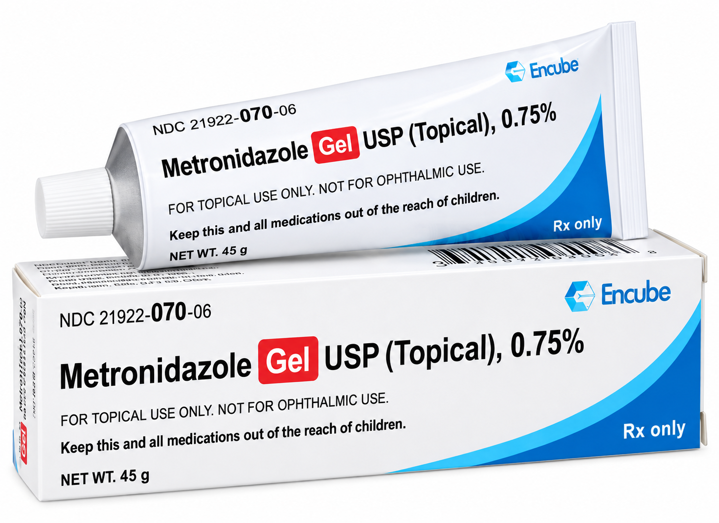 (Metrogel) Metronidazole Topical Gel 0.75%-#45 gram tube (NDC# 21922-070-06  LOT# 5PD01)