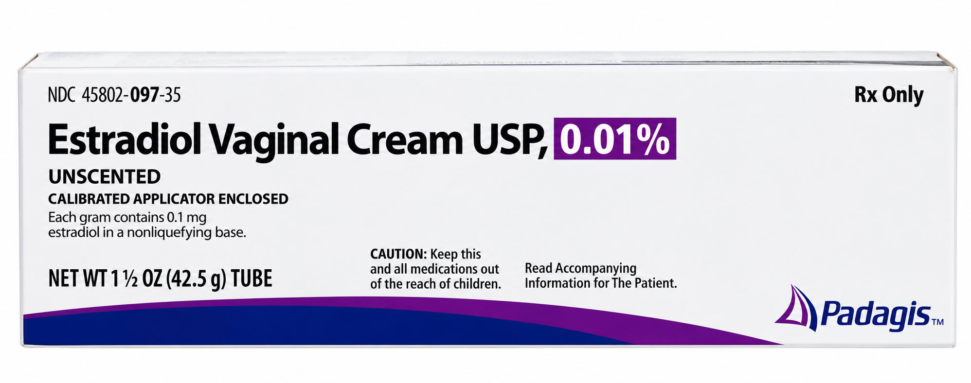 (Estrace) Estradiol 0.1MG/GM Cream-#42.5 gram tube-NDC #45802-0097-35 LOT#211248