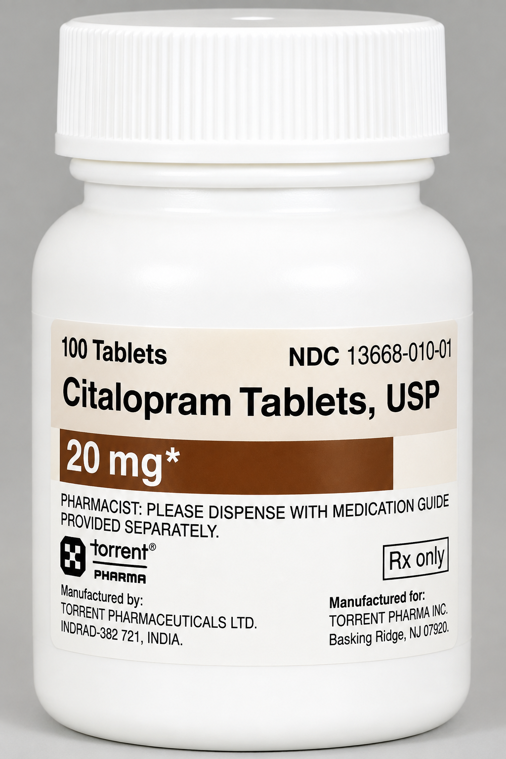 (Celexa) Citalopram Hydrobromide Tablets 20mg- #100 (NDC#13668-0010-01 LOT#121457)