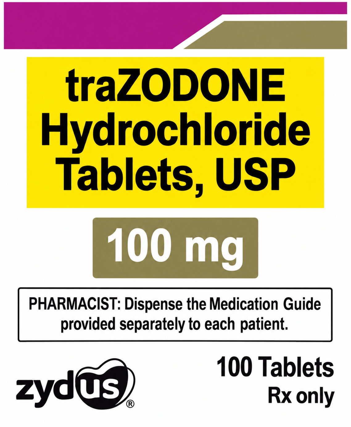 (Desyrel)Trazodone HCl 100mg tablets-#100 (NDC# 68382-0806-01 LOT#EA03174a)