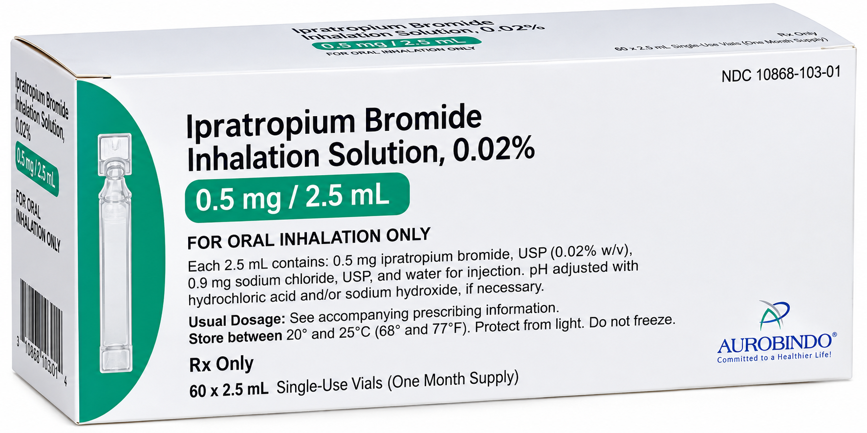 (Atrovent) Ipratropium Bromide Inhalation Solution 0.02% (0.5 mg/2.5 mL)- #60 ampules (NDC# 76204-100-60  LOT# 24G34)