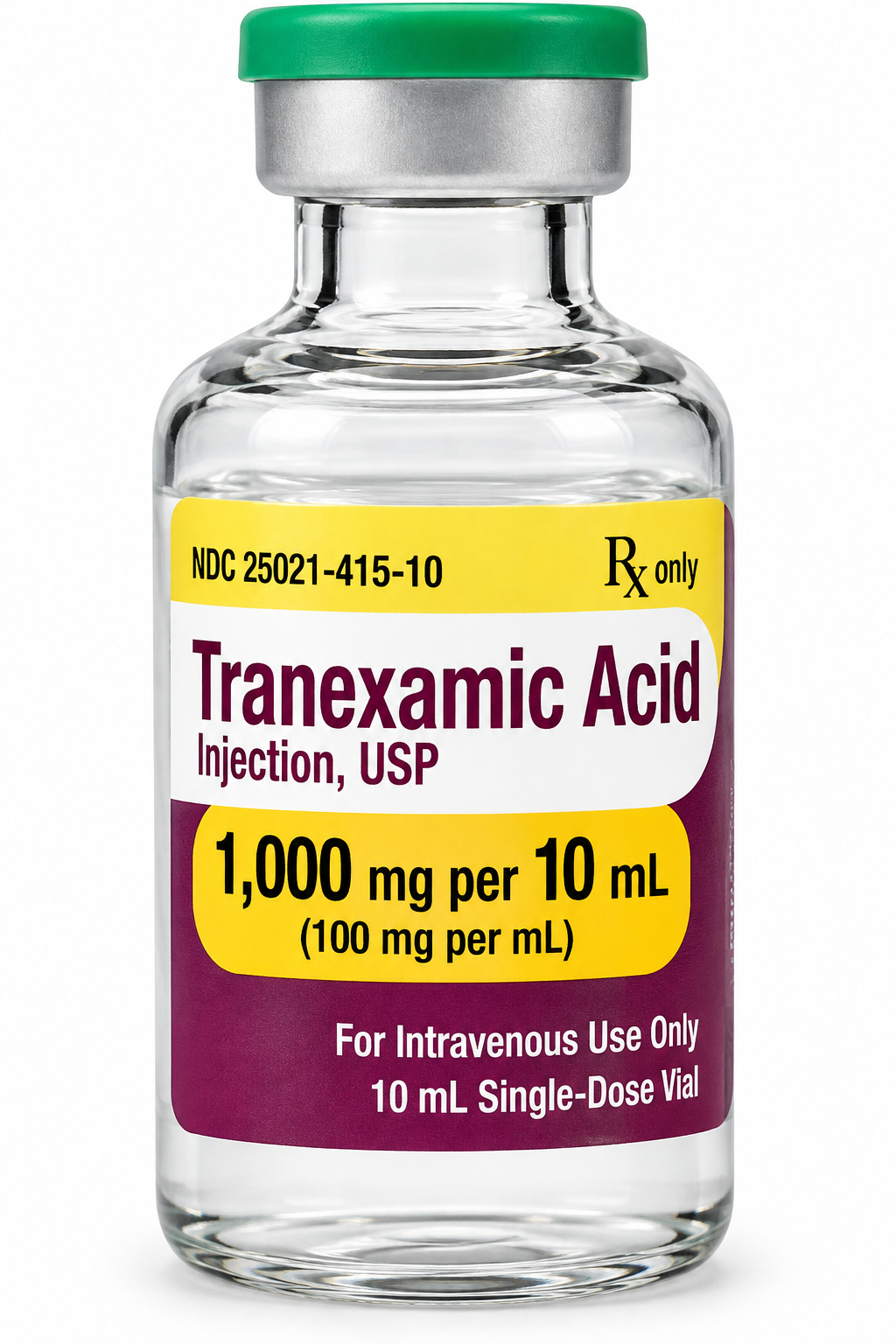 (TXA) Tranexamic Acid  Injection 100mg/mL SDV-10 mL vial (NDC#25021-415-10 LOT#A1610004)