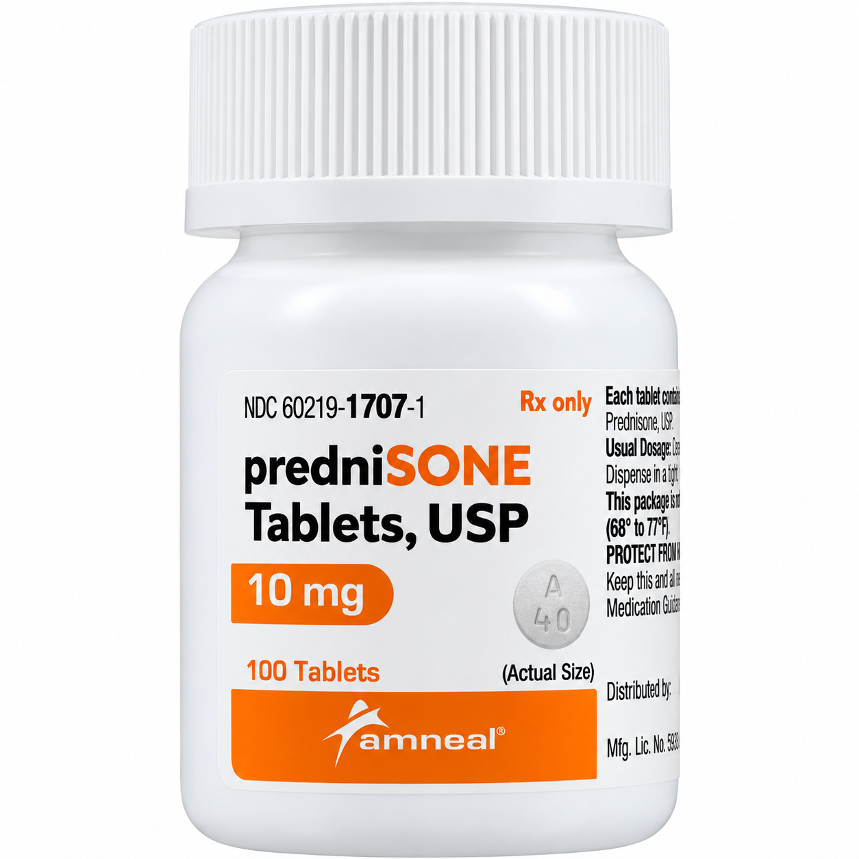 Prednisone 10mg Tablets - #100 (NDC#60219-1707-1 LOT#AM251546)