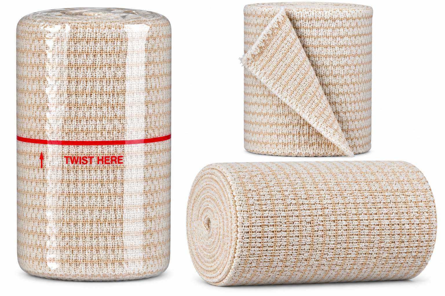 (Ace Wrap Equivalent) Elastic Bandage 3 Inch X 5 Yard Standard Compression Hook and Loop Closure Tan NonSterile