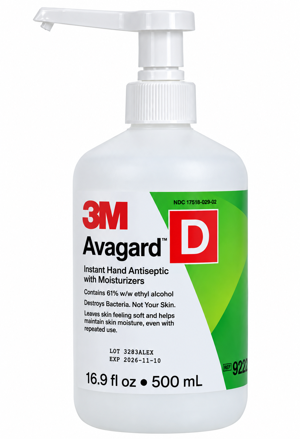 Avagard D Liquid Antiseptic Pump Bottle (61% Ethyl Alcohol/Fragrance Free)-# 16.9 oz bottle (NDC 1751805002)