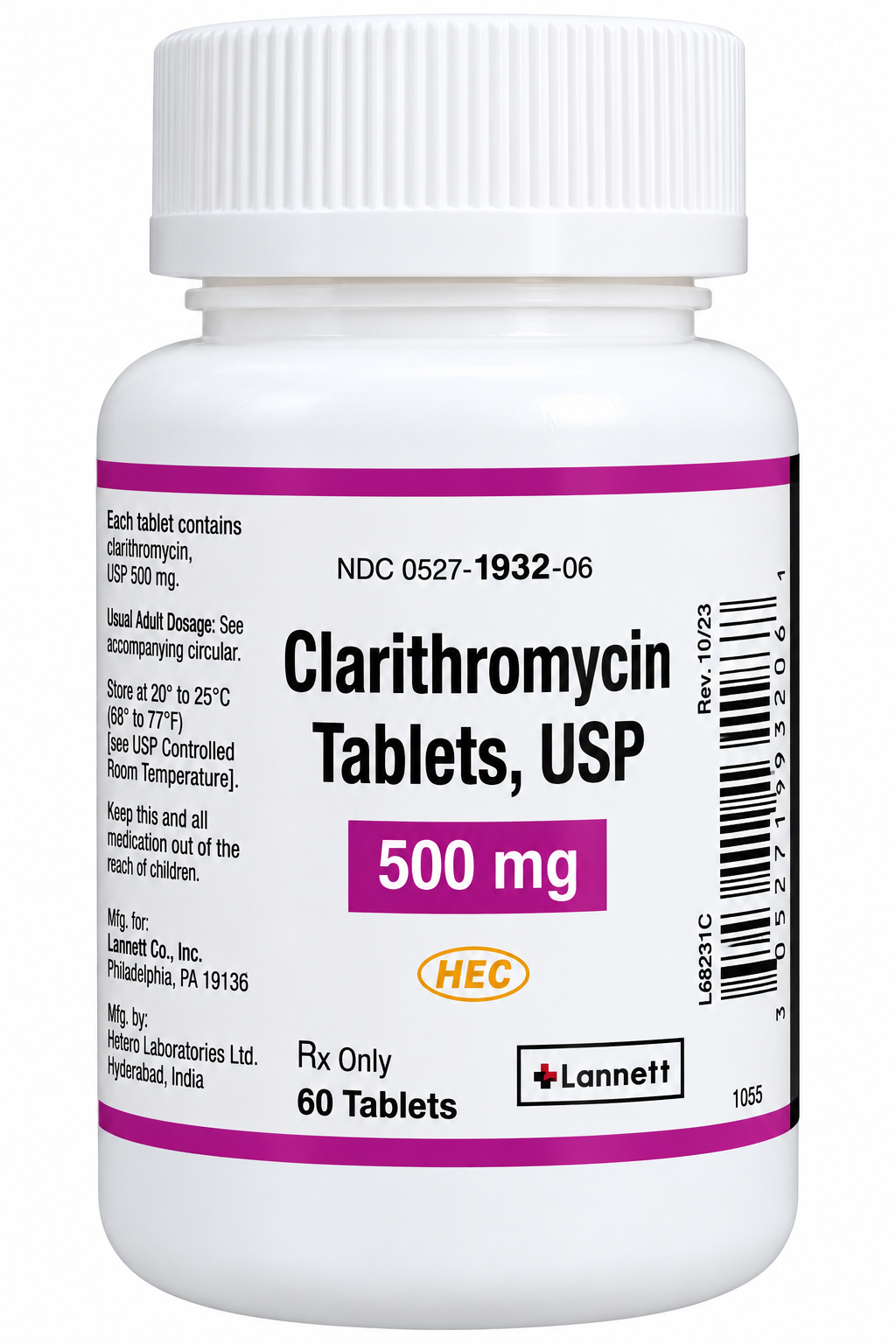 (Biaxin) Clarithromycin 500mg-#60 tablets (NDC#00527-1932-06 LOT# 2412003)