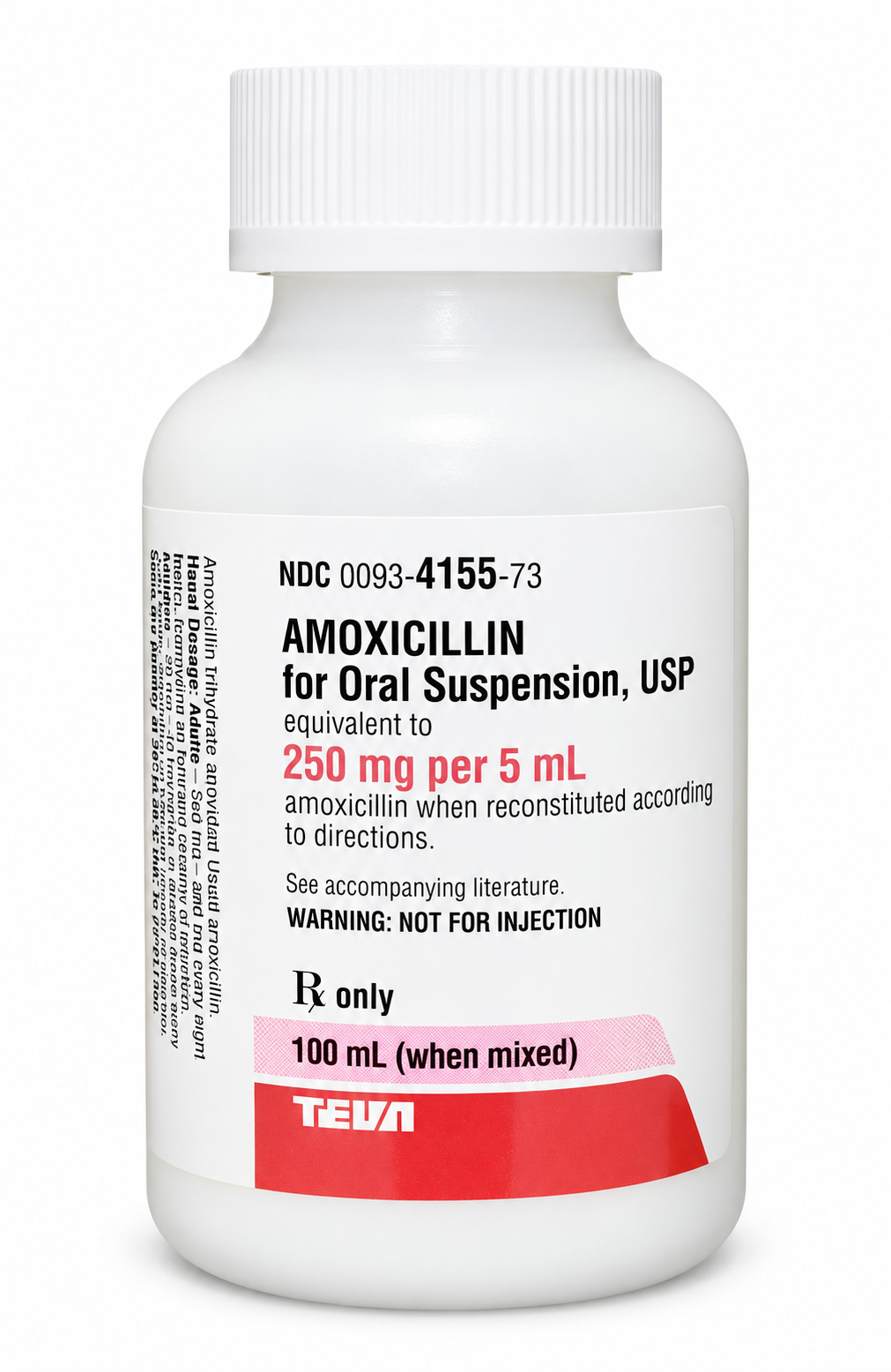 Amoxicillin Oral Suspension 250mg/5mL-Dye Free Tutti-Frutti-#100mL (NDC#00093-4155-73 LOT#AT1472A)