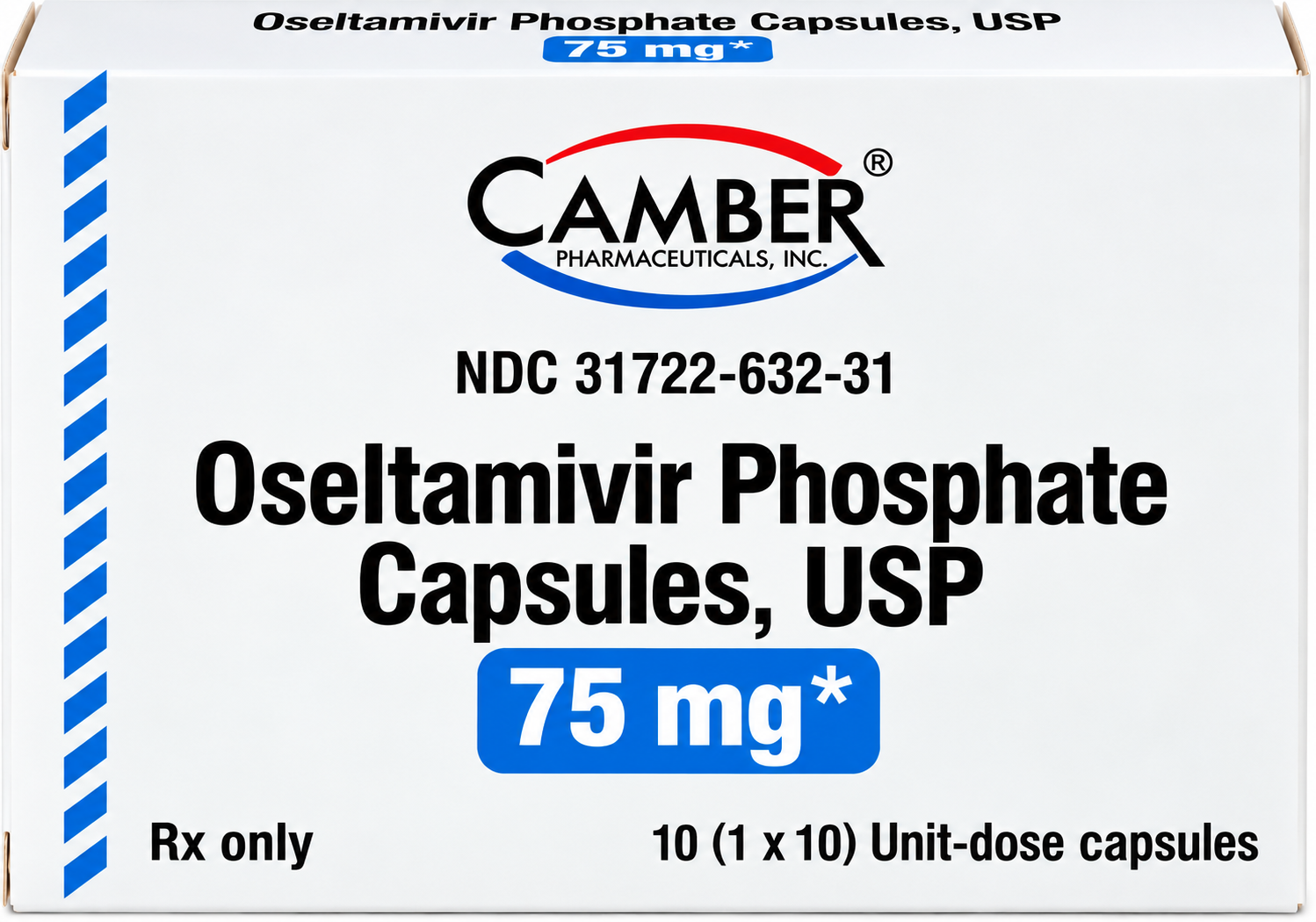 (Tamiflu) Oseltamivir Phosphate Capsules 75mg Unit Dose-#10 capsules/unit dose (NDC: 31722-632-31 LOT: E253832)