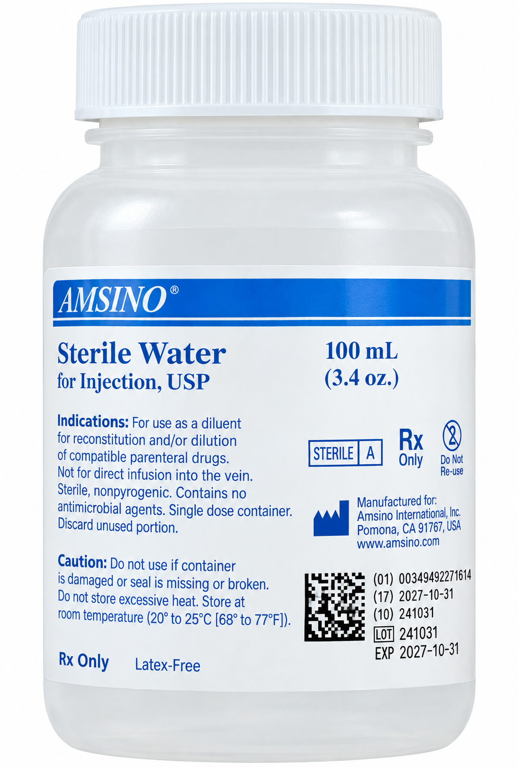 Sterile Water for Irrigation- Not for Injection-100mL Bottle